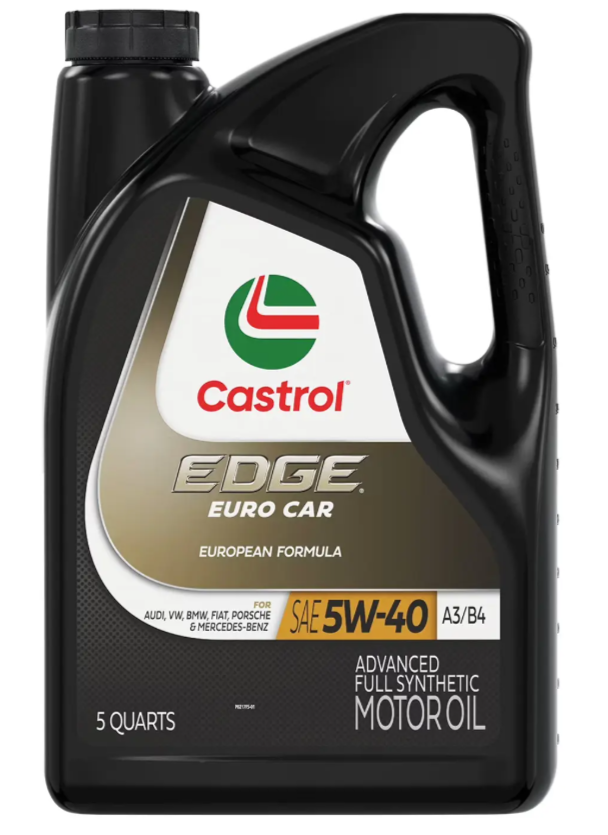 Envase de aceite CASTROL CASTROL EDGE EURO CAR 5W40 A3/B4 FULL SINTETICO - GL 5LT grado 5W40 - Lubricentro Piloto